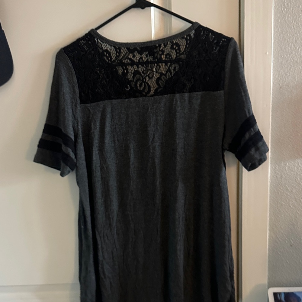 Torrid Charcoal Lace-Up Tee with Black Lace - Picture 5 of 5
